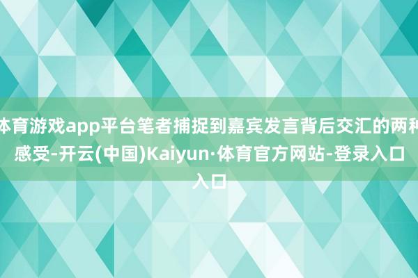 体育游戏app平台笔者捕捉到嘉宾发言背后交汇的两种感受-开云(中国)Kaiyun·体育官方网站-登录入口